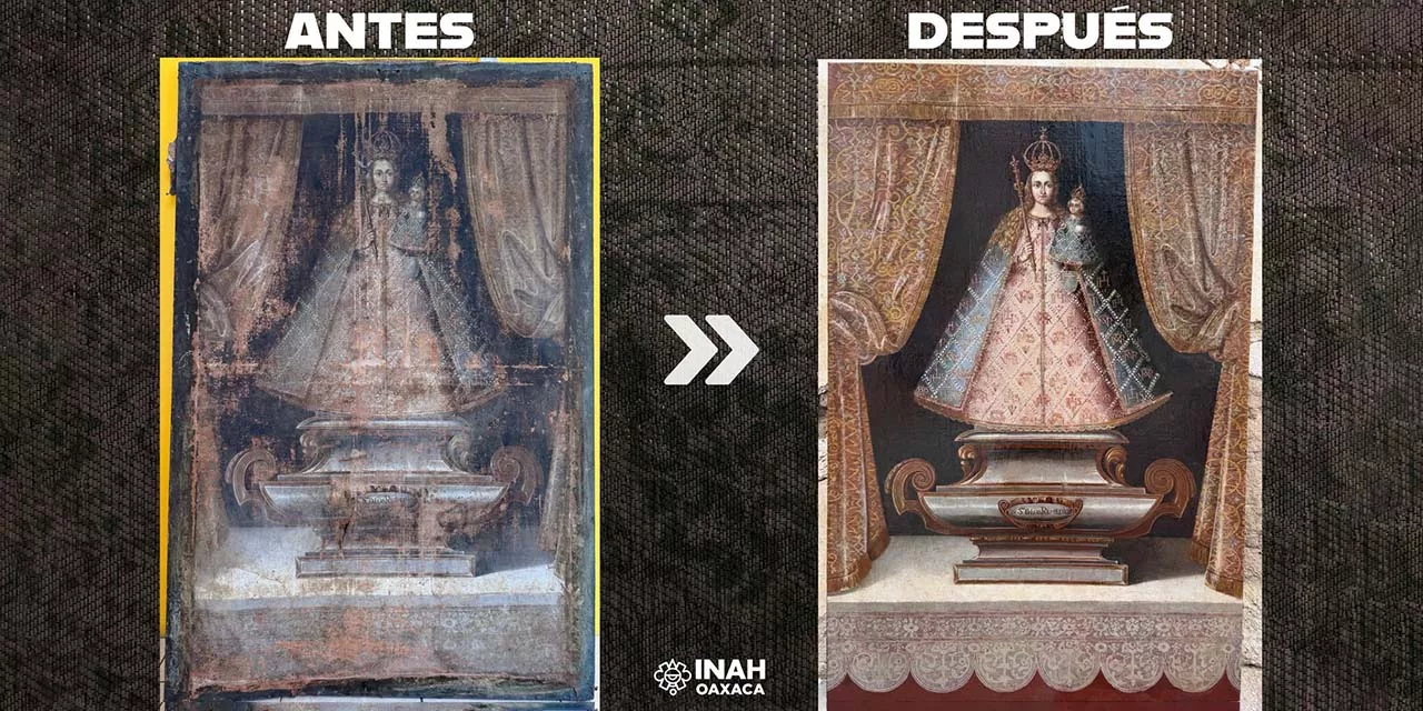 Concluyen restauración de tres pinturas en Chalcatongo de Hidalgo