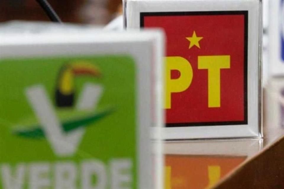 Logotipos de los partidos PT y Verde anunciando su ruptura con Morena en Campeche